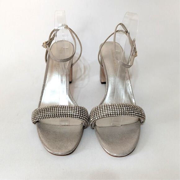 Loeffler Randall Shay Rhinestone Ankle Strap Sandals Heels Metallic Size 11 - Picture 4 of 13